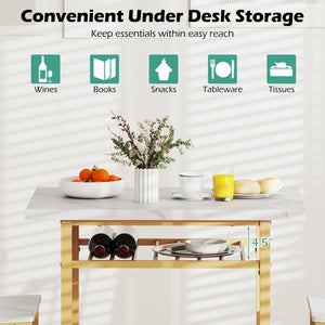 3-Piece Dining Table Set with Rectangular Kitchen Table and 2 Chairs-White view 7