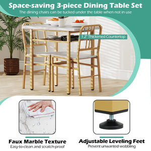 3-Piece Dining Table Set with Rectangular Kitchen Table and 2 Chairs-White view 8