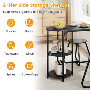 3-Piece Industrial Dining Table Set for Small Space-Black view 7