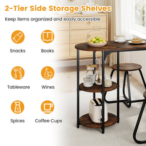 3-Piece Industrial Dining Table Set for Small Space-Rustic Brown view 8