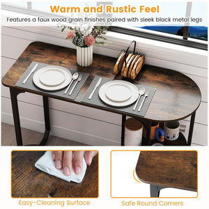 3-Piece Industrial Dining Table Set for Small Space-Rustic Brown view 9