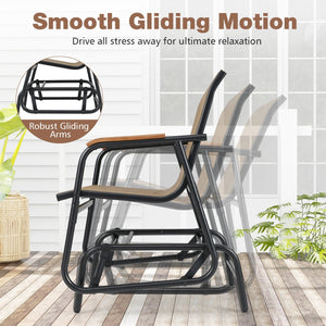 3-Piece Outdoor Glider Bistro Set with Tempered Glass Top and Metal Frame-Coffee view 6