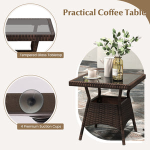 3 Piece Outdoor Rocking Set with Tempered Glass Coffee Table for Backyard Poolside-Gray view 8
