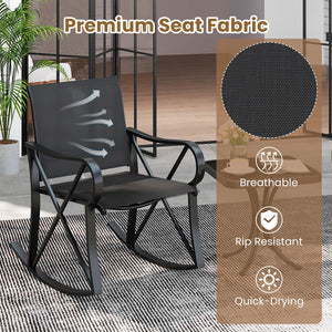 3 Piece Patio Rocking Set with Smooth Rocking Motion Outdoor Rocker Chair Bistro Set-Black view 7