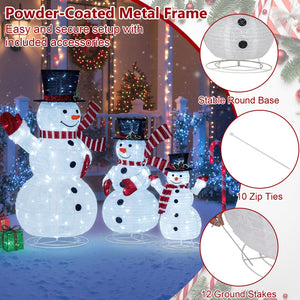 3-Piece Pre-Lit 3D Snowman Set with 270 LED Lights view 9