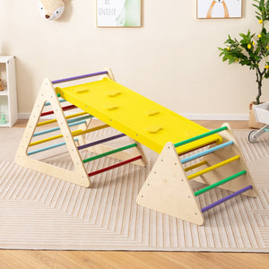 3 Piece Toddler Triangle Set Montessori with 2 Climbing Triangles and 1 Ramp-Colorful view 2