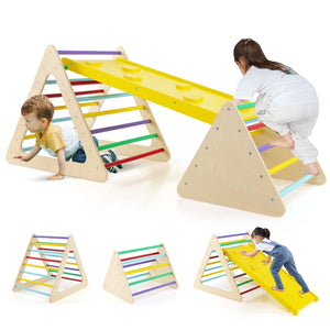 3 Piece Toddler Triangle Set Montessori with 2 Climbing Triangles and 1 Ramp-Colorful view 4