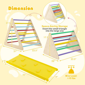 3 Piece Toddler Triangle Set Montessori with 2 Climbing Triangles and 1 Ramp-Colorful view 5