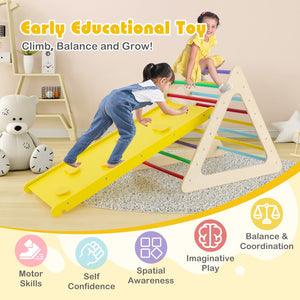 3 Piece Toddler Triangle Set Montessori with 2 Climbing Triangles and 1 Ramp-Colorful view 9