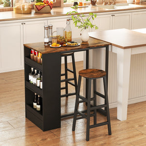 3 Pieces Bar Table Set with Storage view 3