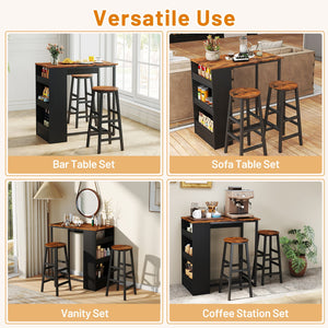 3 Pieces Bar Table Set with Storage view 9