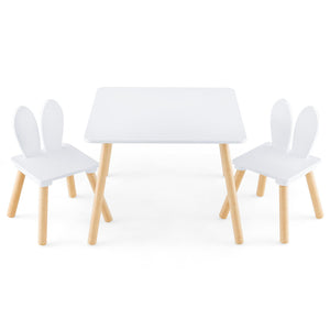 3 Pieces Kids Table and Chairs Set for Arts Crafts Snack Time-White