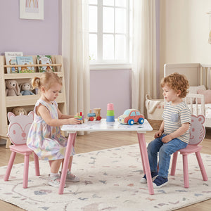 3 Pieces Kids Table and Chairs Set with Animal Patterns for Kids view 3