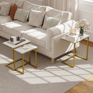 3 Pieces Multifunctional Coffee End Table Set-White view 2