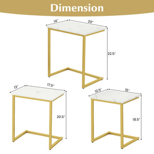 3 Pieces Multifunctional Coffee End Table Set-White view 5
