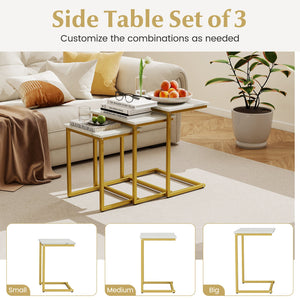 3 Pieces Multifunctional Coffee End Table Set-White view 7