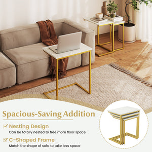 3 Pieces Multifunctional Coffee End Table Set-White view 8
