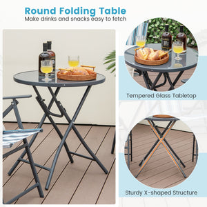3 Pieces Outdoor Folding Chair Set Portable Folding Chair Set view 7