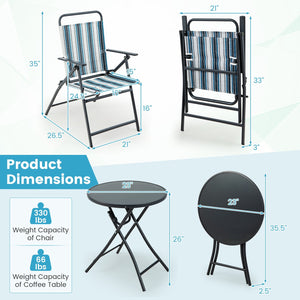 3 Pieces Outdoor Folding Chair Set Portable Folding Chair Set view 9