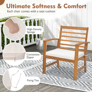 3 Pieces Outdoor Furniture Set with Soft Seat Cushions-White view 7