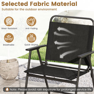 3 Pieces Patio Folding Conversation Chairs and Table-Black view 6