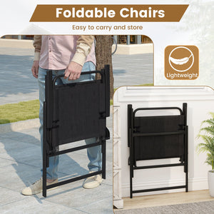 3 Pieces Patio Folding Conversation Chairs and Table-Black view 7