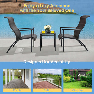3 Pieces Patio Rattan Bistro Set with High Backrest and Armrest-Brown view 3