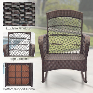 3 Pieces Rocking Bistro Set with 2-Tier Coffee Table-Navy view 6