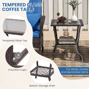 3 Pieces Rocking Bistro Set with 2-Tier Coffee Table-Navy view 7