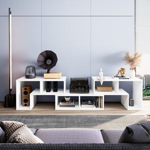 3 Pieces Adjustable TV Stand for TVs up to 65 Inch with Shelves-White view 6