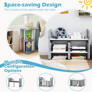 3-Piese Toddler Set with 2 Stools and Activity Table-Gray view 7