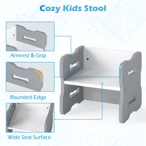 3-Piese Toddler Set with 2 Stools and Activity Table-Gray view 8
