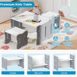 3-Piese Toddler Set with 2 Stools and Activity Table-Gray view 9