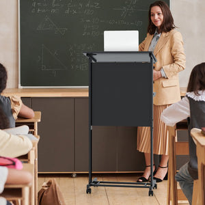 3-Position Height Adjustable Lectern Table with Tilted Tabletop-Black view 2