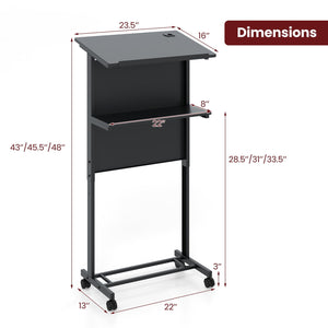 3-Position Height Adjustable Lectern Table with Tilted Tabletop-Black view 5