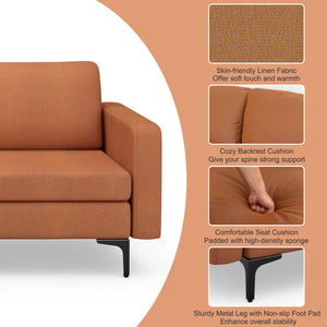 3-Seat Sectional Sofa Couch with Armrest Magazine Pocket and Metal Leg-Orange view 9