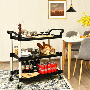 3-Shelf Utility Service Cart Aluminum Frame 490lbs Capacity with Casters view 2
