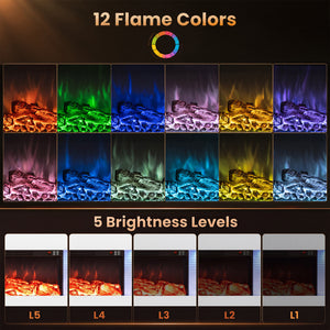 3-Sided White Wall Mount Electric WiFi Fireplace with Floating Mantel and 12 Flame Ambient-60 Inches view 5