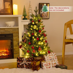 3 Feet Mini Pre-Lit Artificial Christmas Tree Tabletop Xmas Tree with Burlap Base view 2