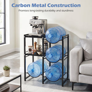 3-Tier 5 Gallon Water Jug Holder with Shelves-Black view 9