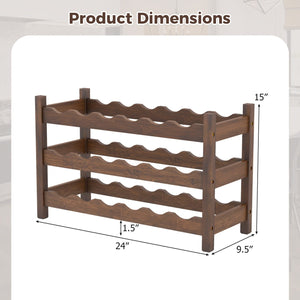 3-Tier Bamboo Freestanding Countertop Wine Bottle Organizer-Coffee view 4