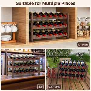 3-Tier Bamboo Freestanding Countertop Wine Bottle Organizer-Coffee view 5