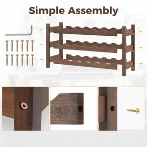 3-Tier Bamboo Freestanding Countertop Wine Bottle Organizer-Coffee view 6