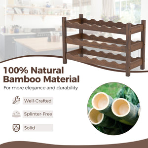 3-Tier Bamboo Freestanding Countertop Wine Bottle Organizer-Coffee view 7