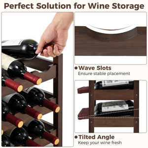 3-Tier Bamboo Freestanding Countertop Wine Bottle Organizer-Coffee view 8