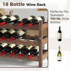 3-Tier Bamboo Freestanding Countertop Wine Bottle Organizer-Coffee view 9