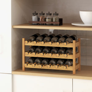 3-Tier Bamboo Freestanding Countertop Wine Bottle Organizer-Natural view 3