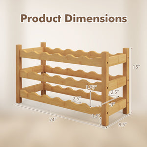 3-Tier Bamboo Freestanding Countertop Wine Bottle Organizer-Natural view 4