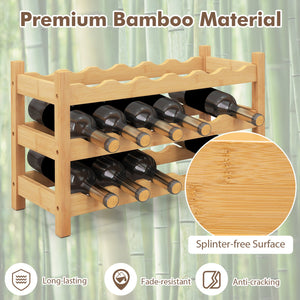 3-Tier Bamboo Freestanding Countertop Wine Bottle Organizer-Natural view 6