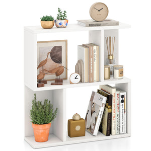 3-Tier Bookshelf with Display Shelf for Small Space-White